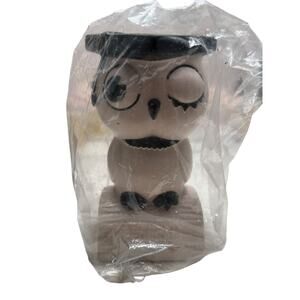 Hemlock Federal Savings Promotional Owl Rubber Piggy bank 1960s In Plastic